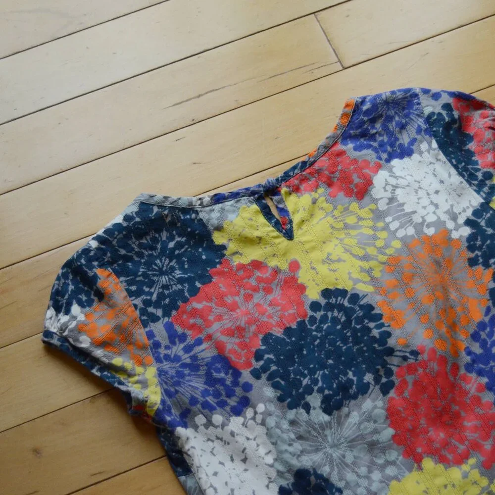 Boden Dress Womens 2R Floral Bold Cap Sleeve Lightweight Blue Yellow Red Orange - Picture 10 of 12